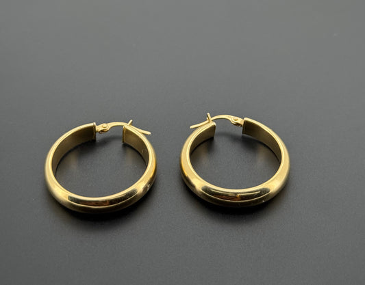 18K Solid Gold Simple Ladies Hoops E771