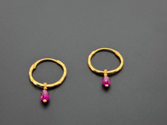 18K Solid Gold Simple Ladies Hoops E772