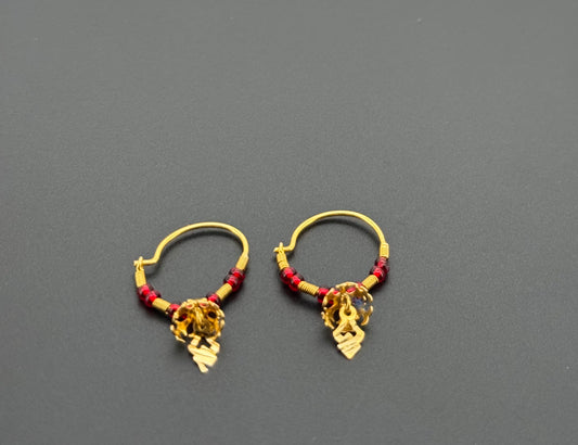 18K Solid Gold Simple Ladies Hoops E773