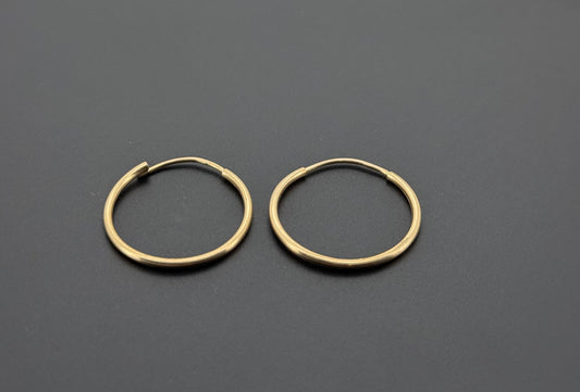 10K Solid Gold Simple Ladies Hoops E789