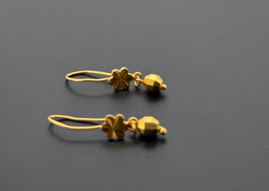 21K Solid Gold Simple Ladies Hoops E793