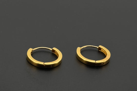 22K Solid Gold Simple Ladies Hoops E801