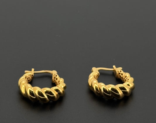 22K Solid Gold Simple Ladies Hoops E805