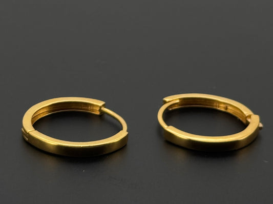 22K Solid Gold Simple Ladies Hoops E807