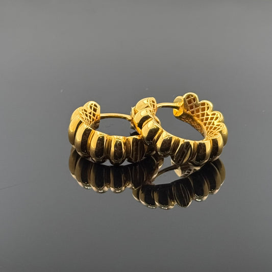 22k Solid Gold Simple Ladies Hoops E81