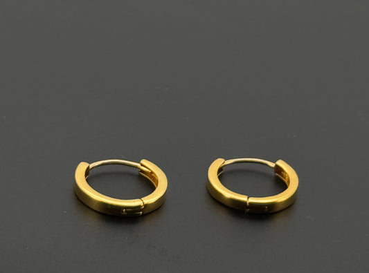 22K Solid Gold Simple Ladies Hoops E812
