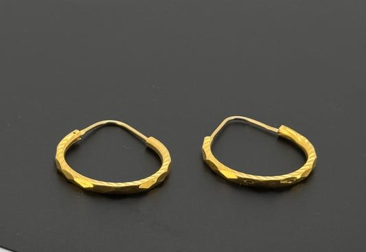 22K Solid Gold Simple Ladies Hoops E813