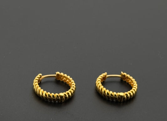 22K Solid Gold Simple Ladies Hoops E815