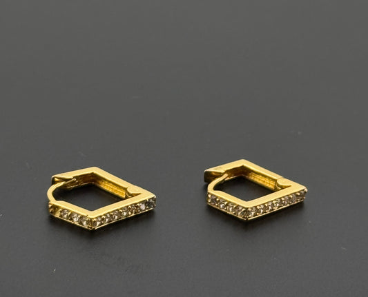 22K Solid Gold Simple Ladies Hoops E816