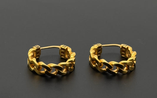 21K Solid Gold Simple Ladies Hoops E818