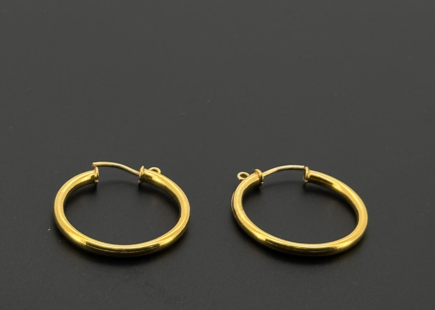 21K Solid Gold Simple Ladies Hoops E824