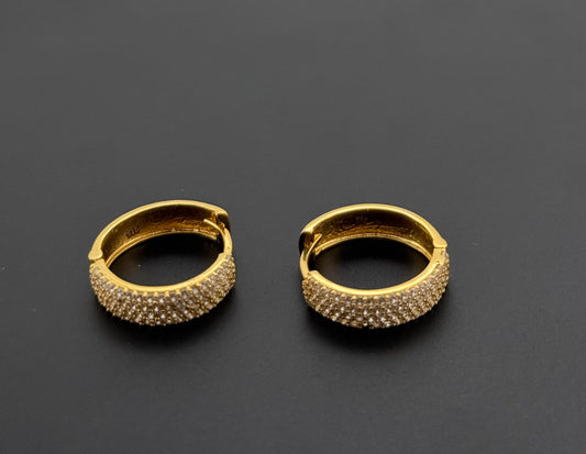 22K Solid Gold Simple Ladies Hoops E840