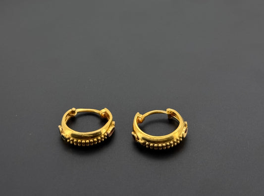22K Solid Gold Simple Ladies Hoops E841