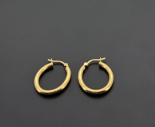 18K Solid Gold Simple Ladies Hoops E844