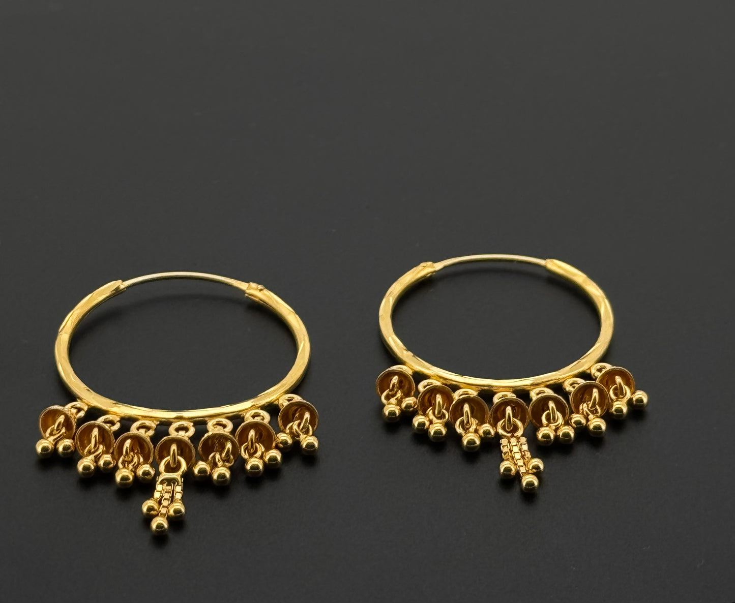 22K Solid Gold Simple Ladies Hoops E858