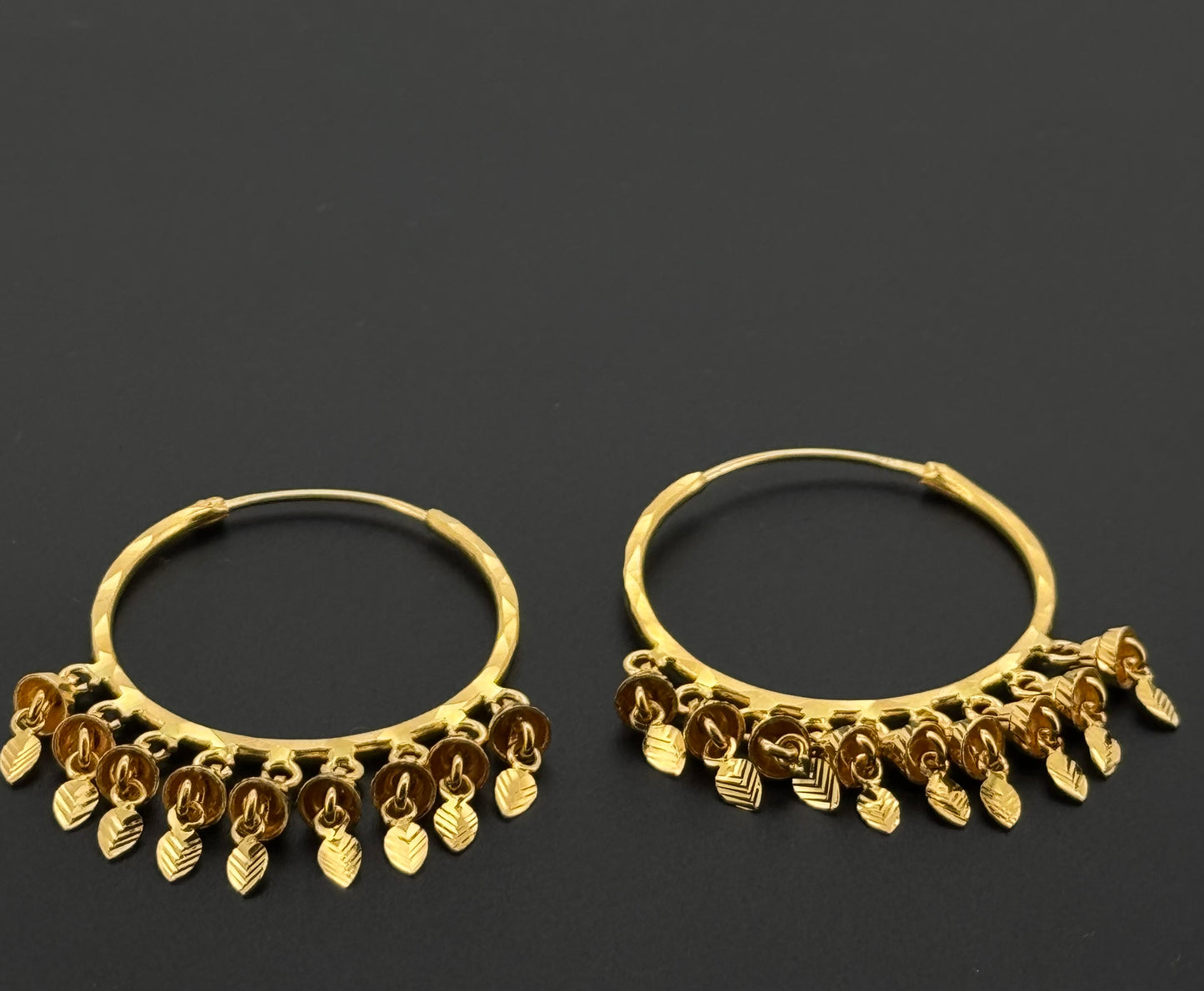 22K Solid Gold Simple Ladies Hoops E860