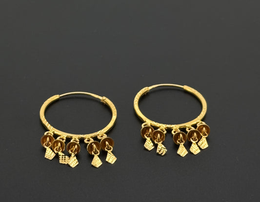 22K Solid Gold Simple Ladies Hoops E861