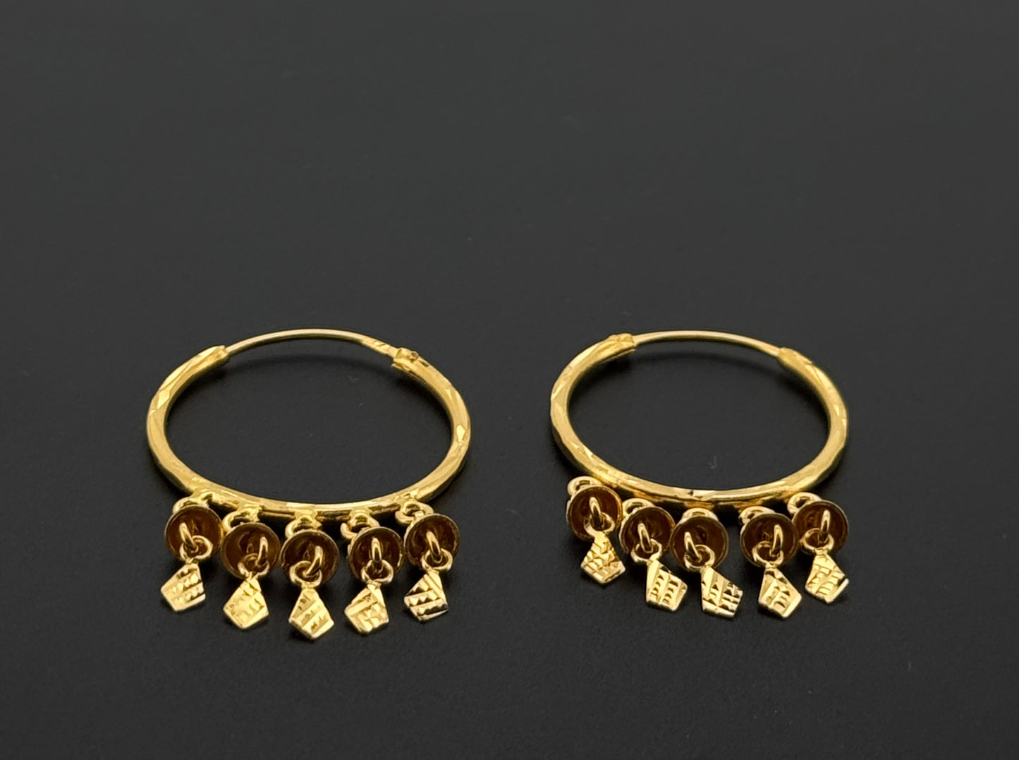 22K Solid Gold Simple Ladies Hoops E865