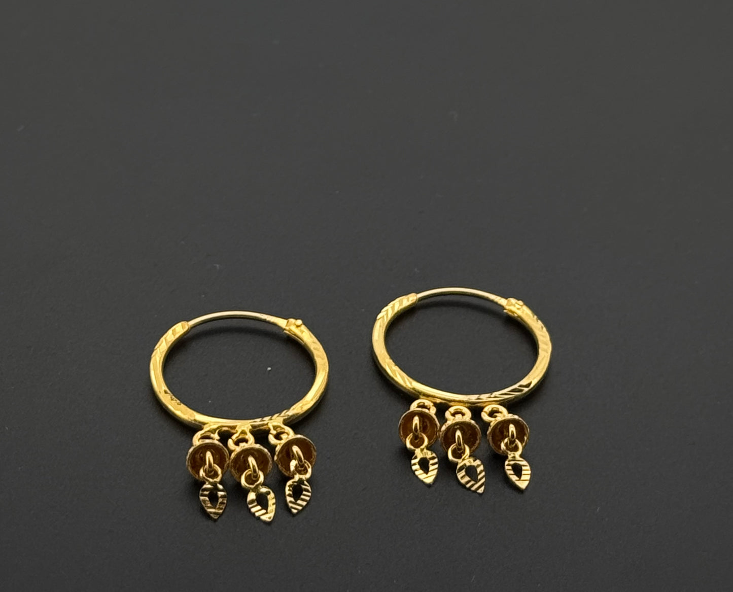 22K Solid Gold Simple Ladies Hoops E868
