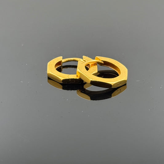 22k Solid Gold Simple Ladies Hoops E87