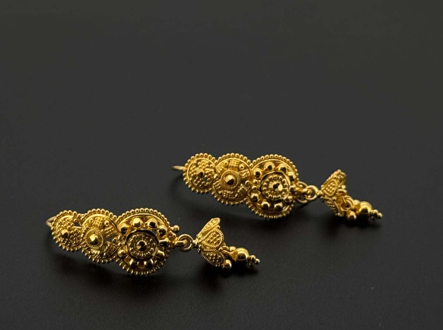 22K Solid Gold Simple Ladies Hoops E872