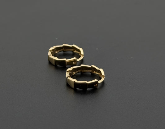18K Solid Gold Simple Ladies Hoops E888
