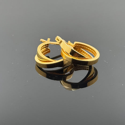 22k Solid Gold Simple Ladies Hoops E89
