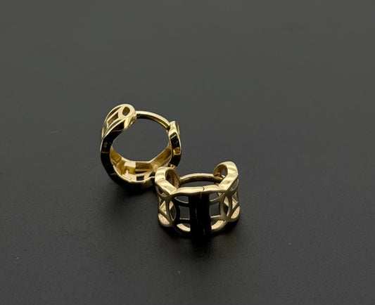 18K Solid Gold Simple Ladies Hoops E895