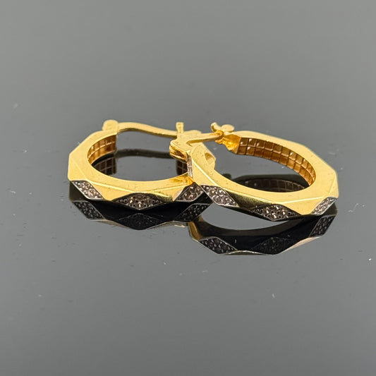22k Solid Gold Simple Ladies Hoops E90