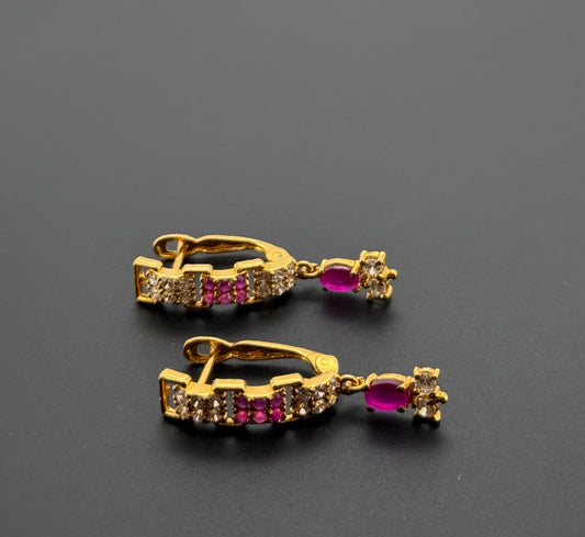 22K Solid Gold Simple Ladies Hoops E917