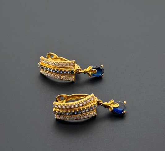 22K Solid Gold Simple Ladies Hoops E919