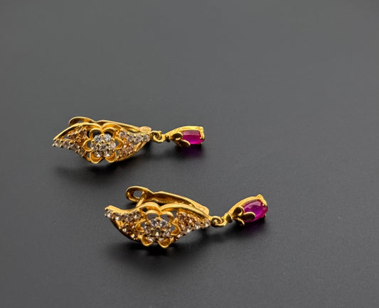 22K Solid Gold Simple Ladies Hoops E920