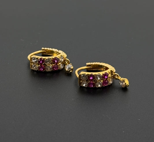 22K Solid Gold Simple Ladies Hoops E930