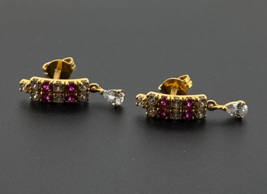 22K Solid Gold Simple Ladies Hoops E932