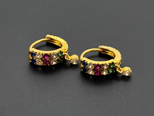 22K Solid Gold Simple Ladies Hoops E935
