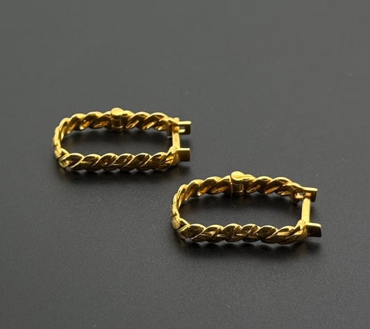 21K Solid Gold Simple Ladies Hoops E939