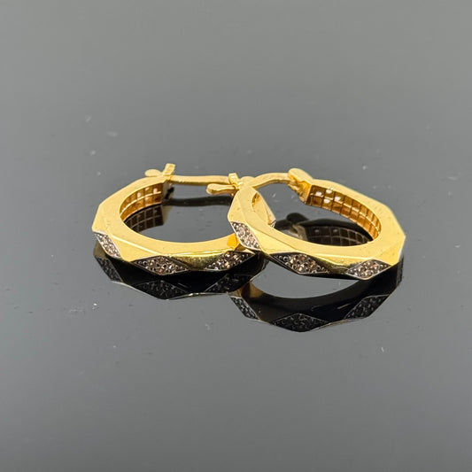 22k Solid Gold Simple Ladies Hoops E94