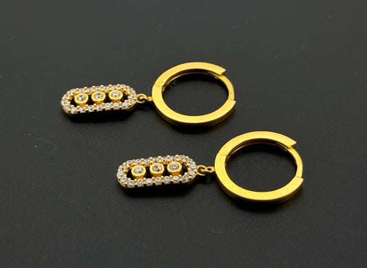 21K Solid Gold Simple Ladies Hoops E949