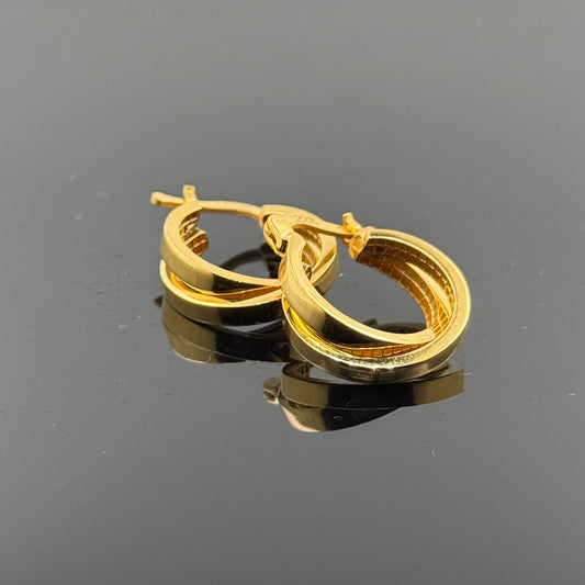 22k Solid Gold Simple Ladies Hoops E95