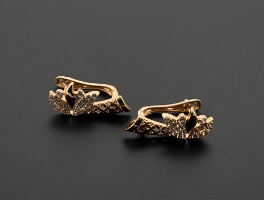 14k Solid Gold Simple Ladies Hoops E958