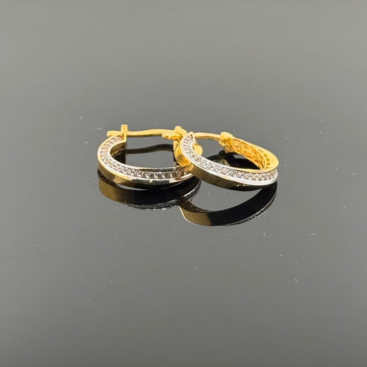 22k Solid Gold Simple Ladies Hoops E96