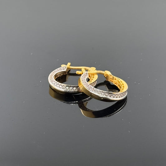 22k Solid Gold Simple Ladies Hoops E99