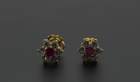 22K Solid Gold Fancy Studs ES345