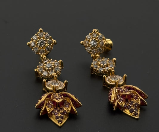 22K Solid Gold Fancy Studs ES619