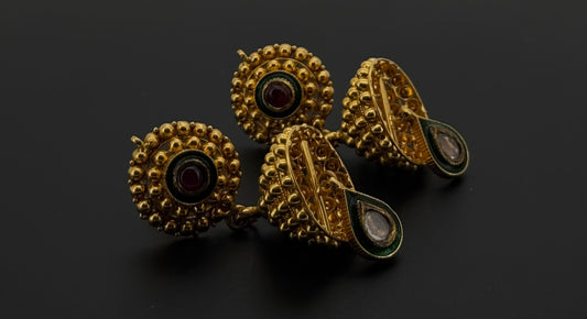 22K Solid Gold Fancy Studs ES711