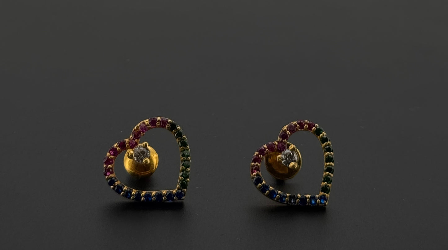 22K Solid Gold Fancy Studs ES723