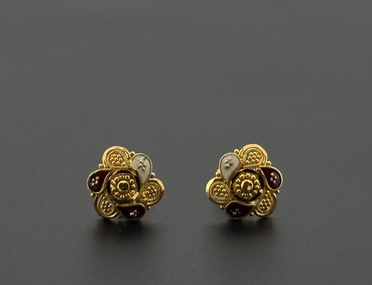 21K Solid Gold Fancy Studs ES735