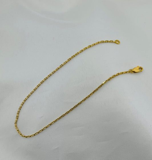 22k Solid Gold Ladies Simple Anklet GA18