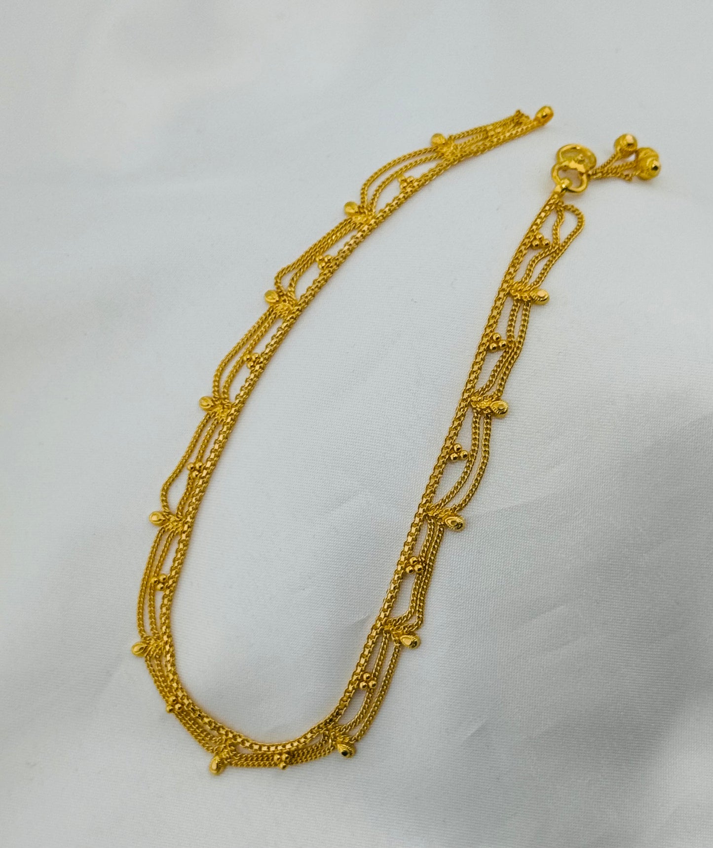 22k Solid Gold Ladies Simple Anklet GA24