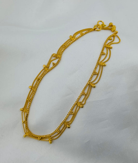 22k Solid Gold Ladies Simple Anklet GA26